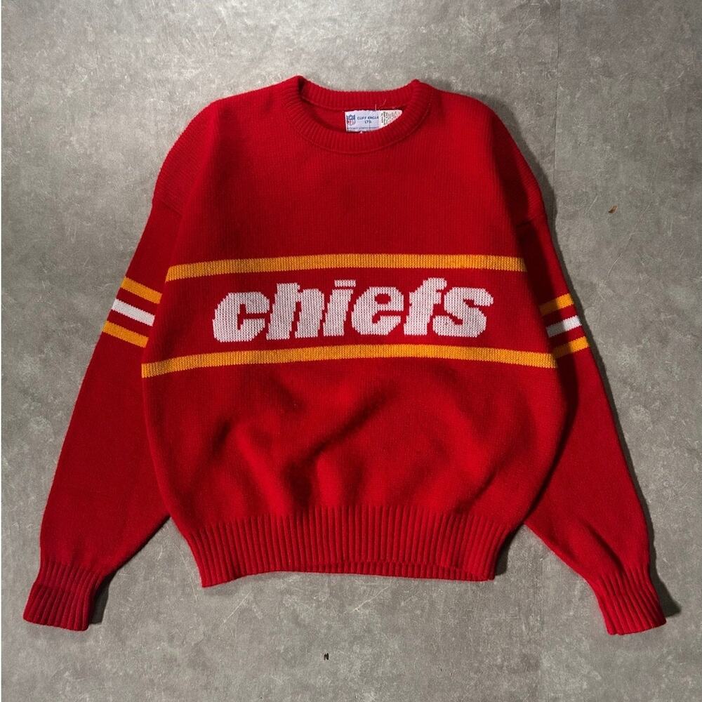 90’s Vintage Kansas City Chiefs Cliff Engle Red Sweater -XL